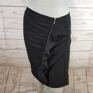 New York & Co Black Off Center ZIP & Ruffle Skirt